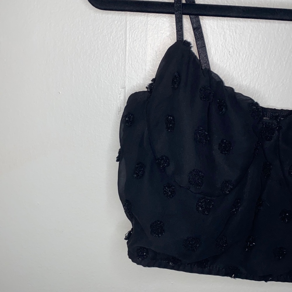 🪼Black sheer polka-dot crop top!